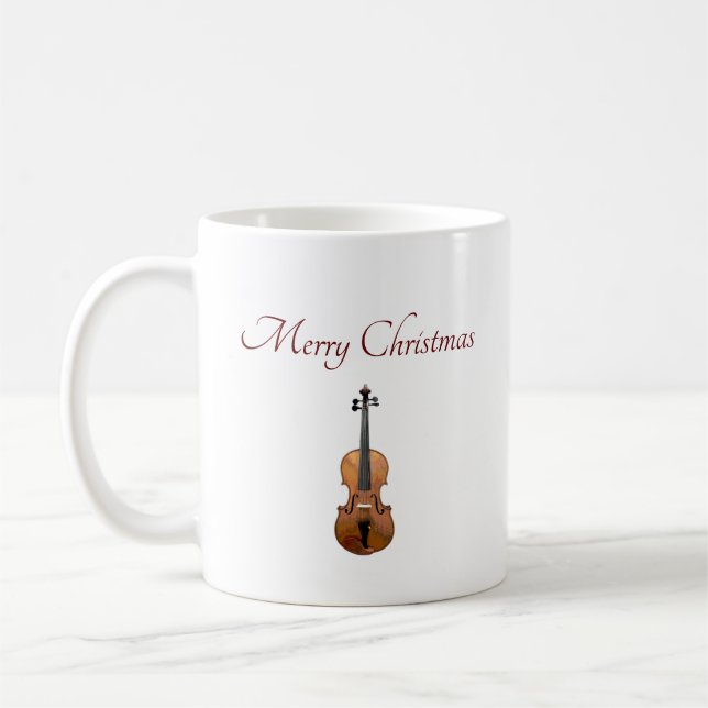 Musical Instrument Violin Christmas Coffee Mug (Left)