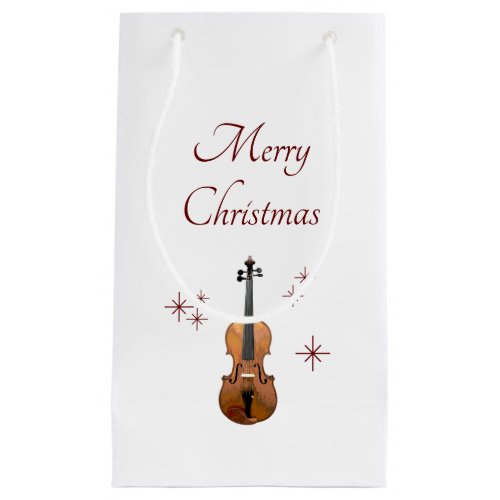 Musical Instrument Violin Christmas Snowflakes Small Gift Bag