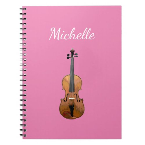 Musical Instrument Violin Girly Pink Notebook