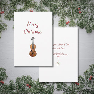 Musical Instrument Violin Merry Christmas Holiday Card