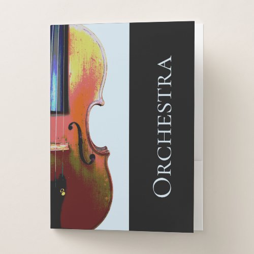 Musical Instrument Violin Orchestra Blue Pocket Folder