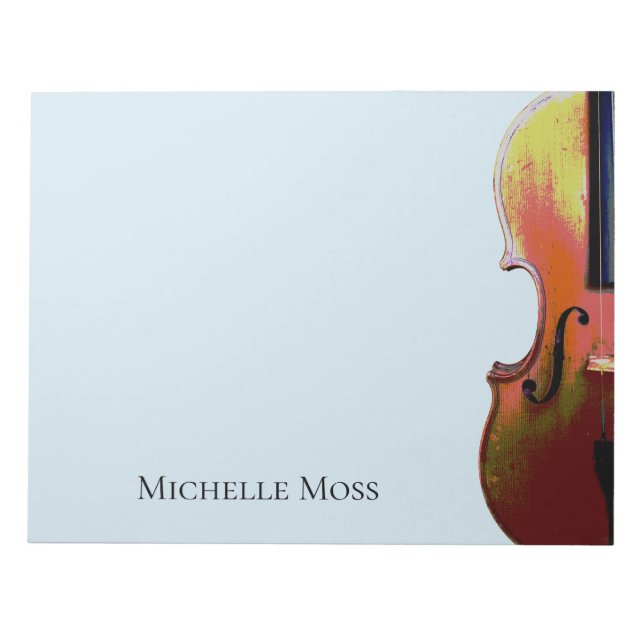 Musical Instrument Violin Personalized Blue  Notepad (Front)