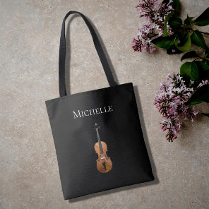 Musical Instrument Violin Simple Black  Tote Bag