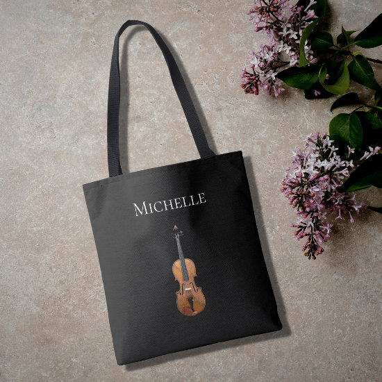 Musical Instrument Violin Simple Black  Tote Bag