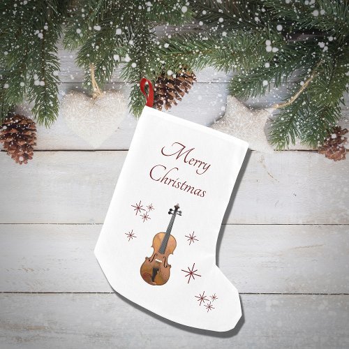 Musical Instrument Violin Snowflakes Christmas Small Christmas Stocking