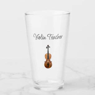 Musical Instrument Violin Teacher Cute Typography Glass