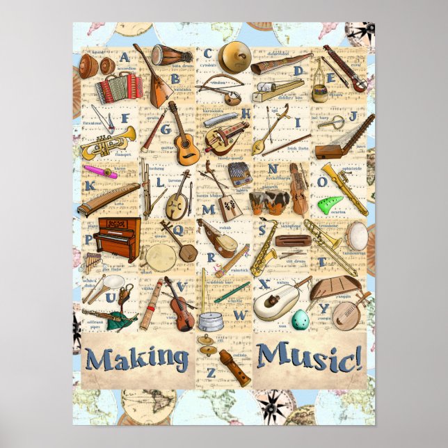 Musical Instruments Alphabet International Poster (Front)