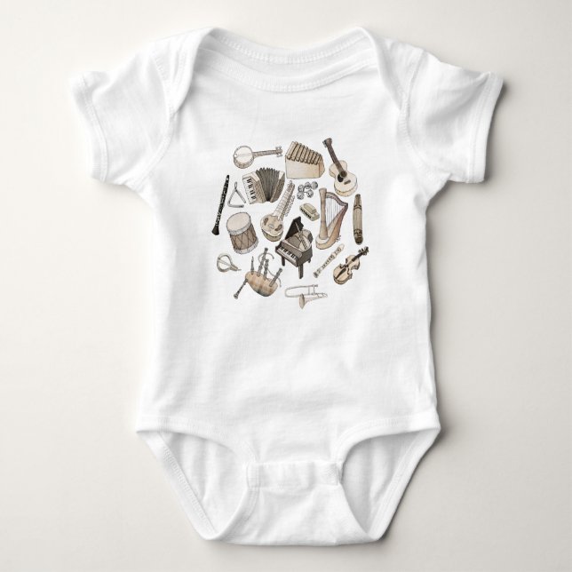 Musical Instruments Baby Bodysuit (Front)
