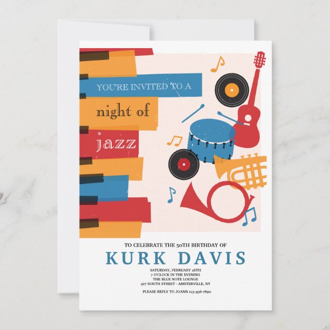 Musical Instruments Birthday Party Invitation (Front)