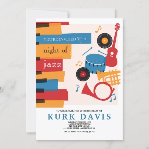 Musical Instruments Birthday Party Invitation