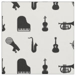 Musical Instruments Black &amp; White Music Pattern Fabric