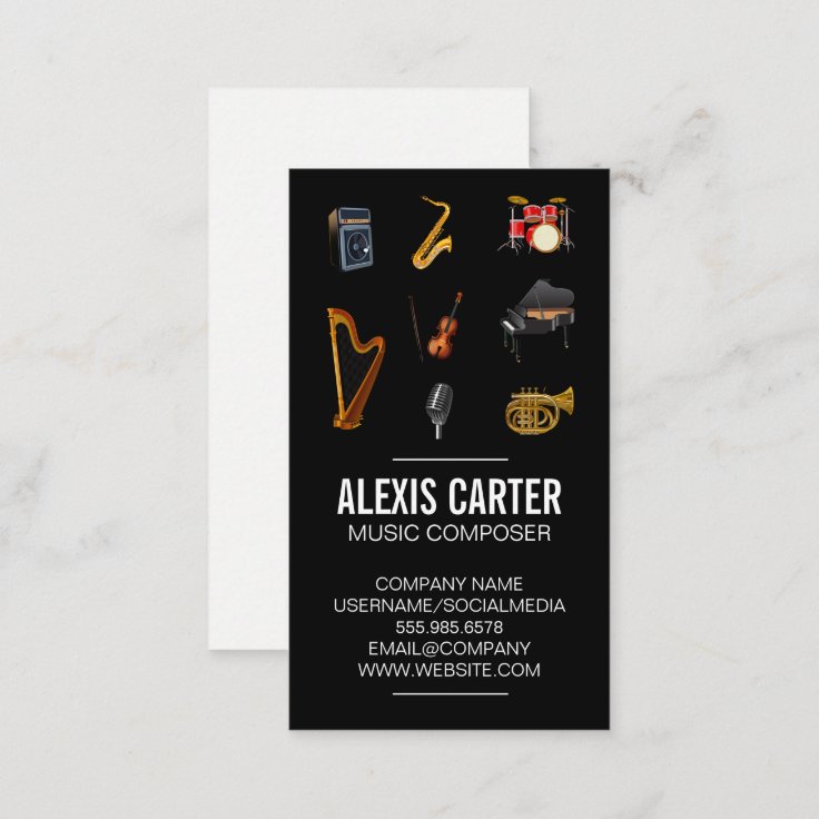 Musical Instruments Composer Business Card Zazzle