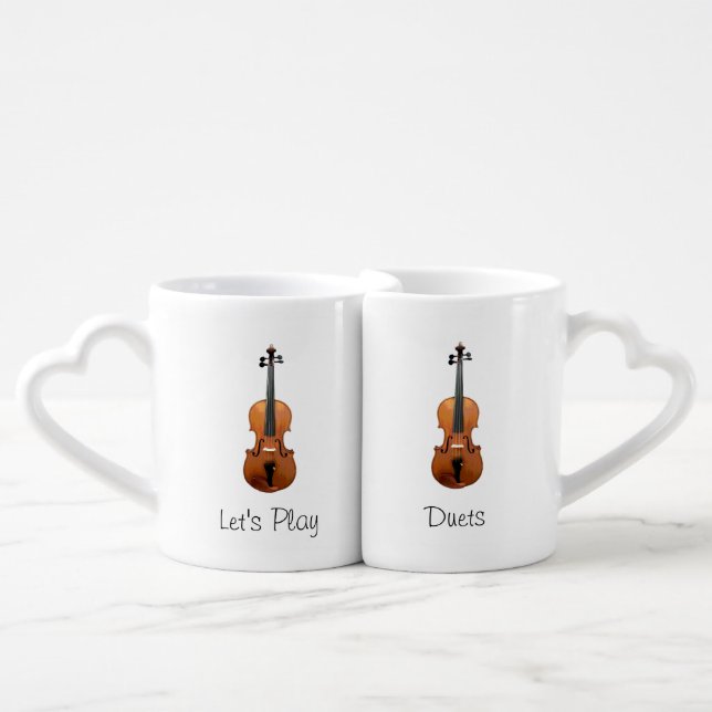 Musical Instruments Cute Violins Coffee Mug Set (Front Nesting)