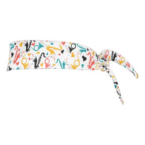 Musical Instruments Illustration Colorful Pattern Tie Headband