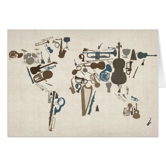 Musical Instruments Map of the World Cards (Front Horizontal)
