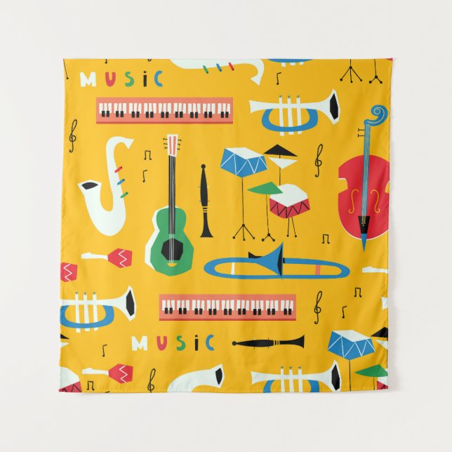 Musical Instruments: Mid Century Yellow Tapestry (Front)