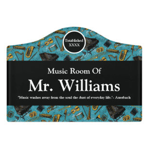 Musical Instruments, Music Band Room, Personalized Door Sign
