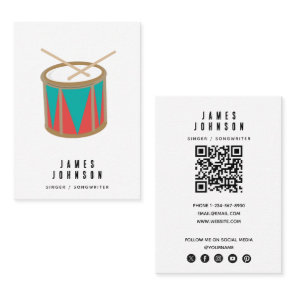 Musical Instruments Music Drum Singer Musician Business Card