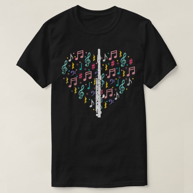 Musical Instruments Music Notes Lover Flute TShirt (Design Front)