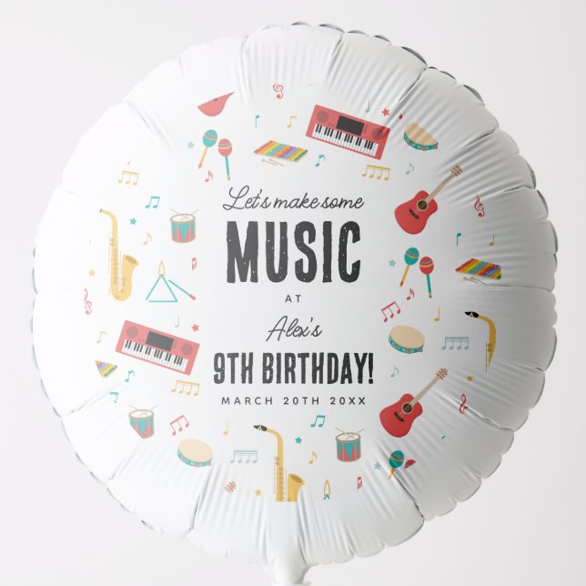 Musical Instruments Music Theme Birthday Party Balloon (Front)