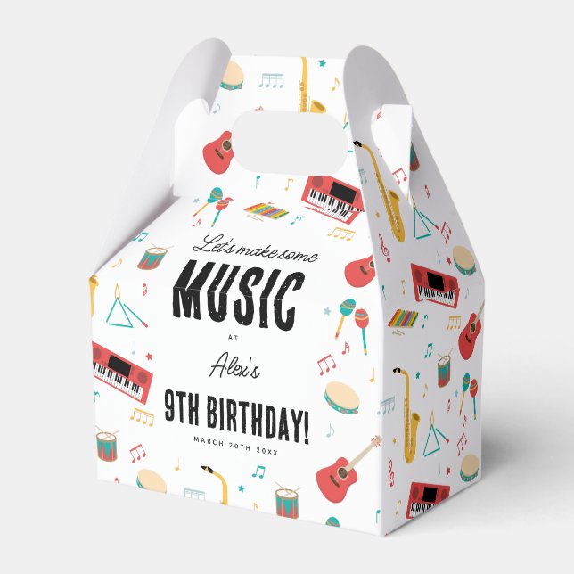 Musical Instruments Music Theme Birthday Party Favor Boxes (Front Side)