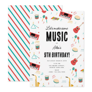 Musical Instruments Music Theme Birthday Party Invitation