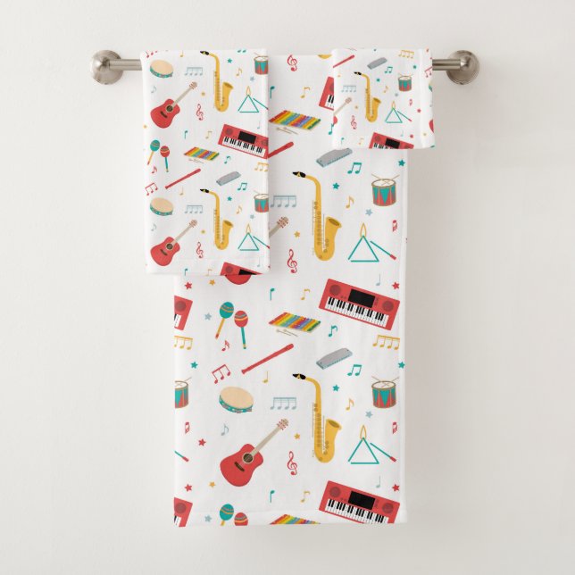 Musical Instruments Music Theme Kids Bath Towel Set (Insitu)