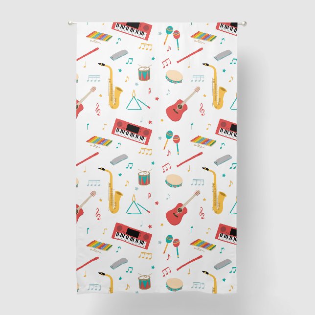 Musical Instruments Music Theme Pattern Blackout Curtains (Front)