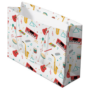 Musical Instruments Music Theme Pattern Large Gift Bag