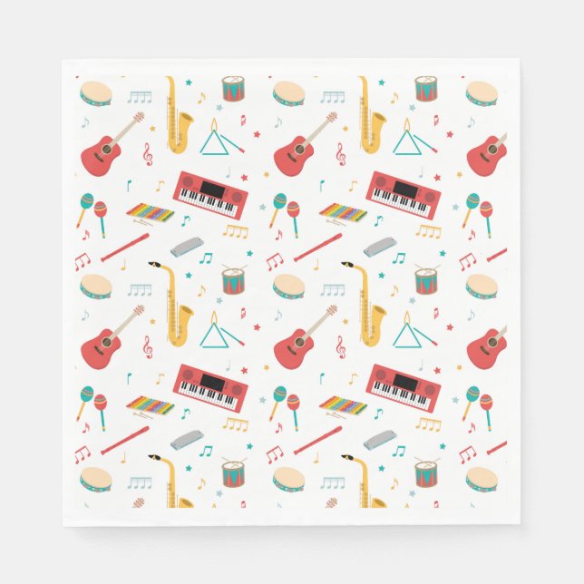 Musical Instruments Music Theme Pattern Napkins (Front)