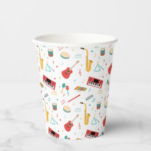 Musical Instruments Music Theme Pattern Paper Cups