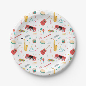 Musical Instruments Music Theme Pattern Paper Plates