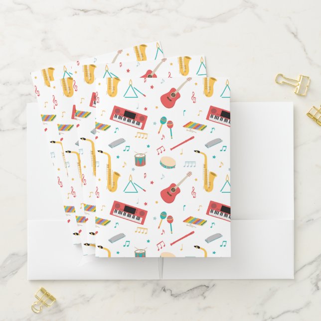 Musical Instruments Music Theme Pattern Pocket Folder (In Situ)