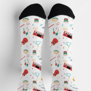 Musical Instruments Music Theme Pattern Socks
