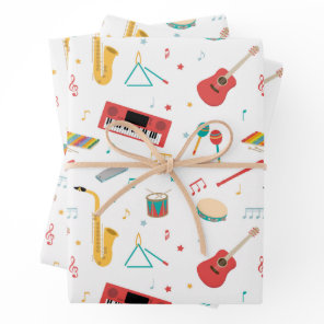 Musical Instruments Music Theme Pattern Wrapping Paper Sheets