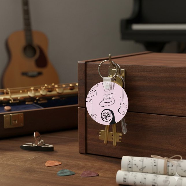 Musical Instruments On Pink Keychain (Creator Uploaded)
