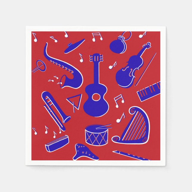Musical Instruments Paper Napkins (Front)