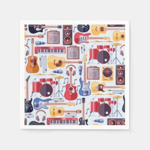 Musical Instruments Paper Napkins, Music Party Napkins