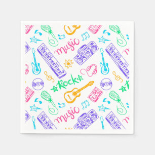 Musical Instruments Paper Napkins, Music Party Napkins