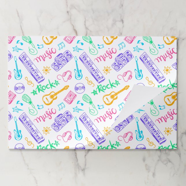 Musical Instruments Paper Placemats, Music Party Pad (Folded)