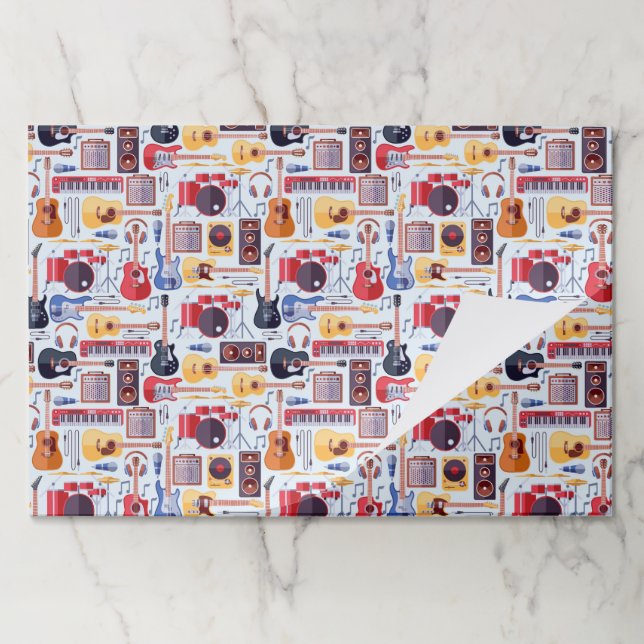 Musical Instruments Paper Placemats, Music Party Pad (Folded)
