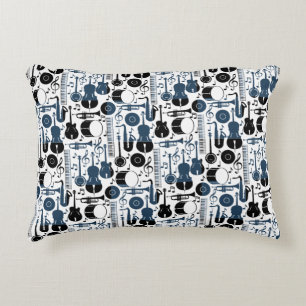 Musical instruments pattern design 2 tones accent pillow