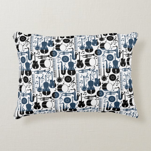 Musical instruments pattern design 2 tones accent pillow (Front)