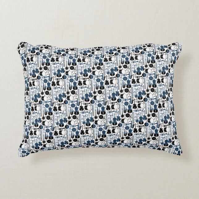 Musical instruments pattern design 2 tones accent pillow (Front)
