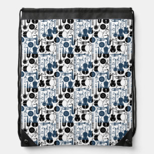 Musical instruments pattern design 2 tones drawstring bag