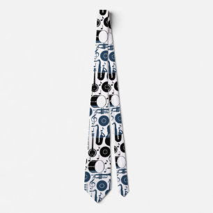 Musical instruments pattern design 2 tones neck tie