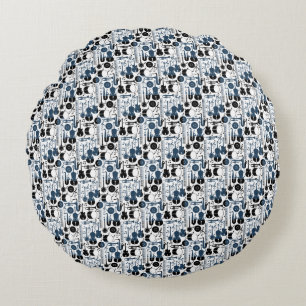 Musical instruments pattern design 2 tones round pillow