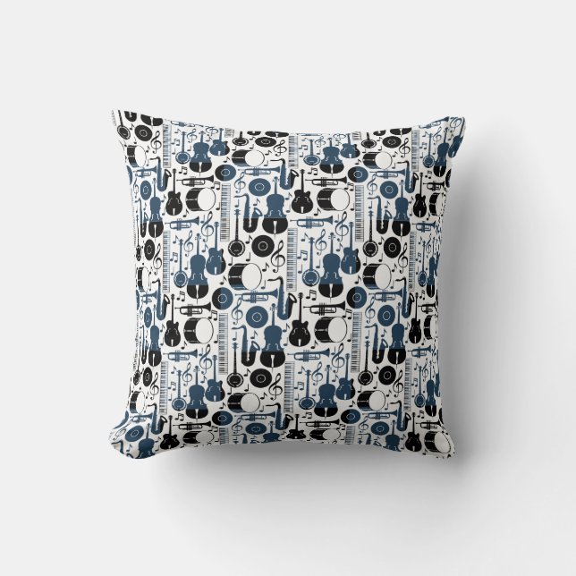Musical instruments pattern design 2 tones throw pillow (Front)
