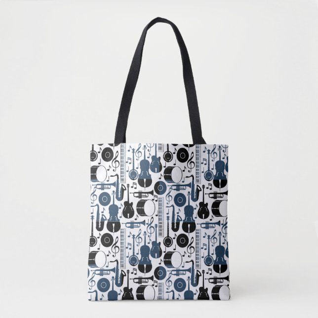 Musical instruments pattern design 2 tones tote bag (Front)