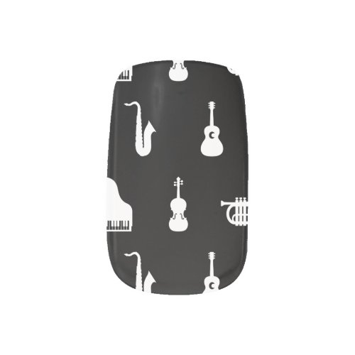 Musical Instruments Pattern Music Themed Art Black Minx Nail Art